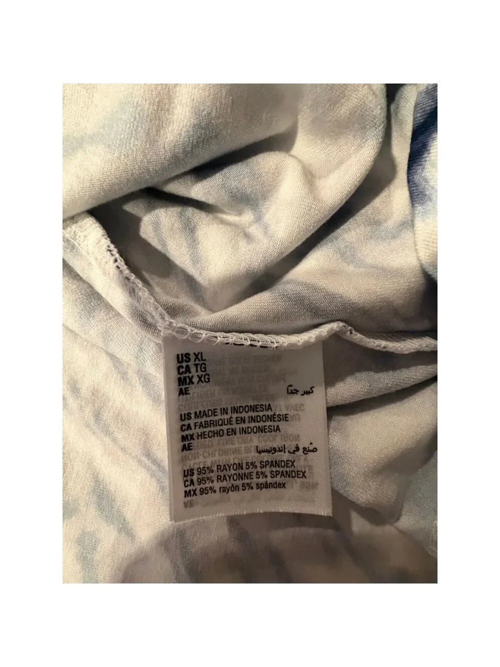 JM Collection Blue White Tie Dye Cold Shoulder Tee XL